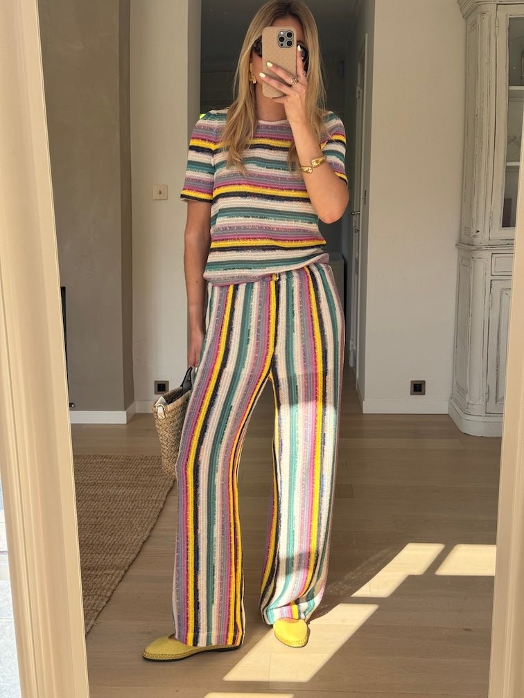 Pantalon Gauthier en crochet rayé