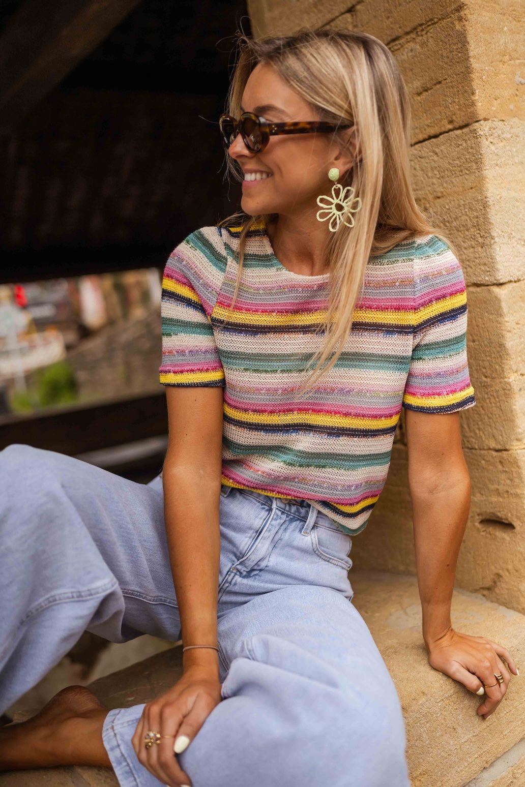 Chemisier Malia rayé au crochet