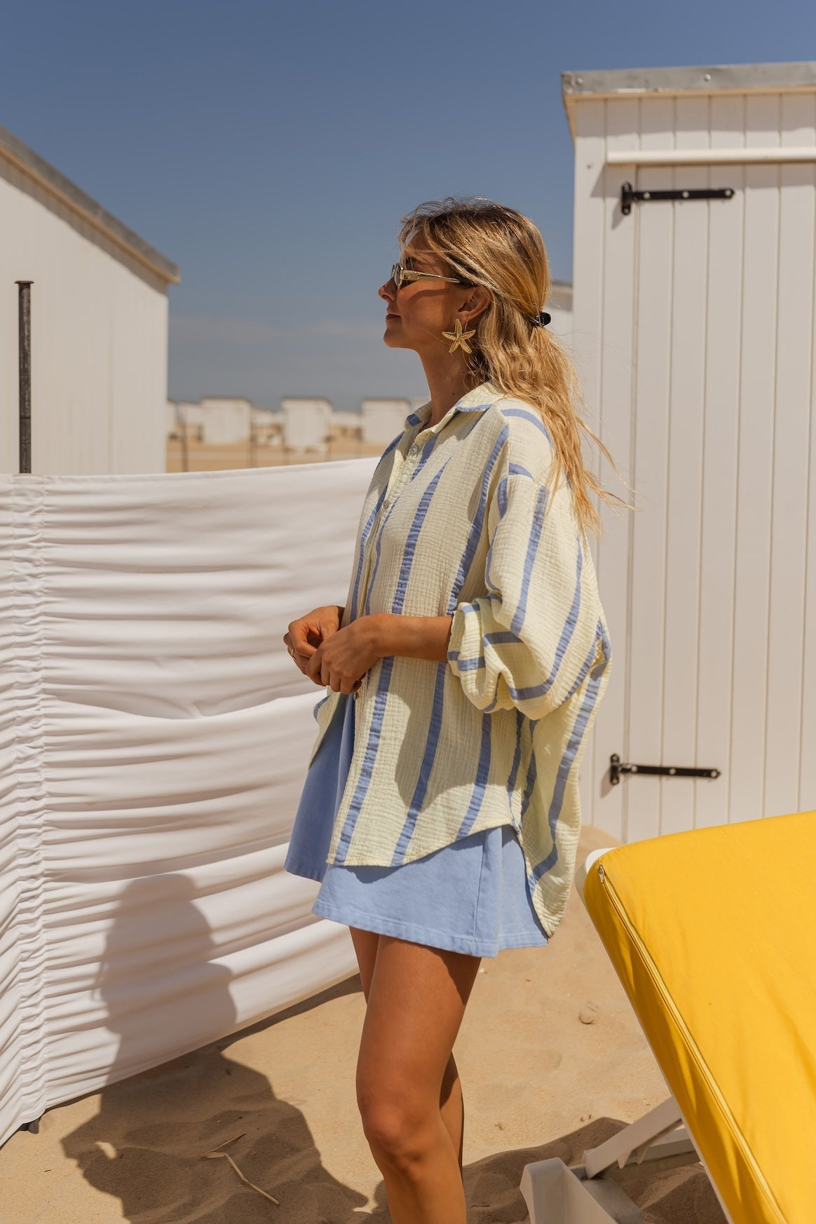 Chemise Amélie jaune et bleue