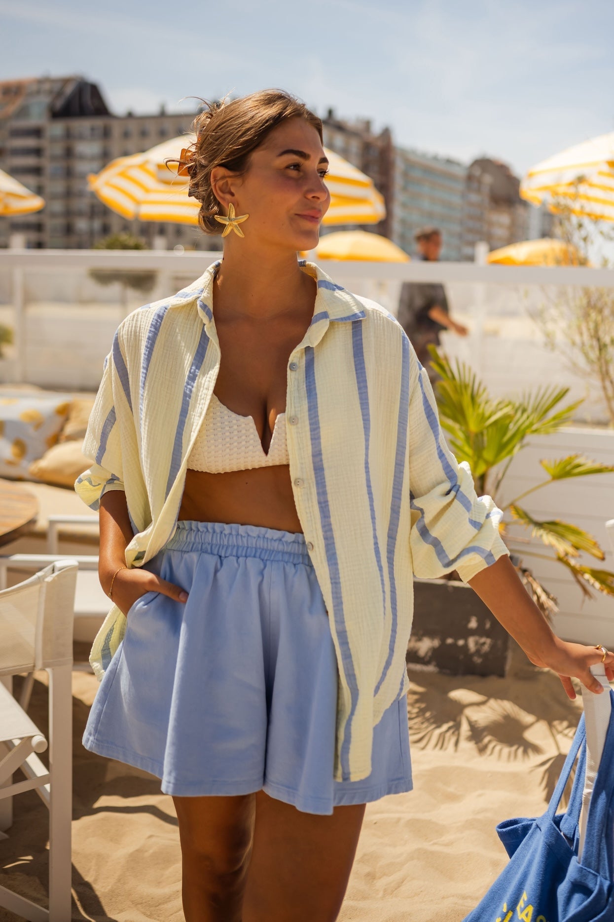 Chemise Amélie jaune et bleue