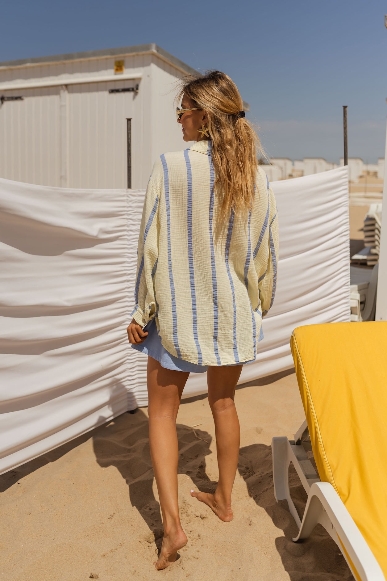 Chemise Amélie jaune et bleue