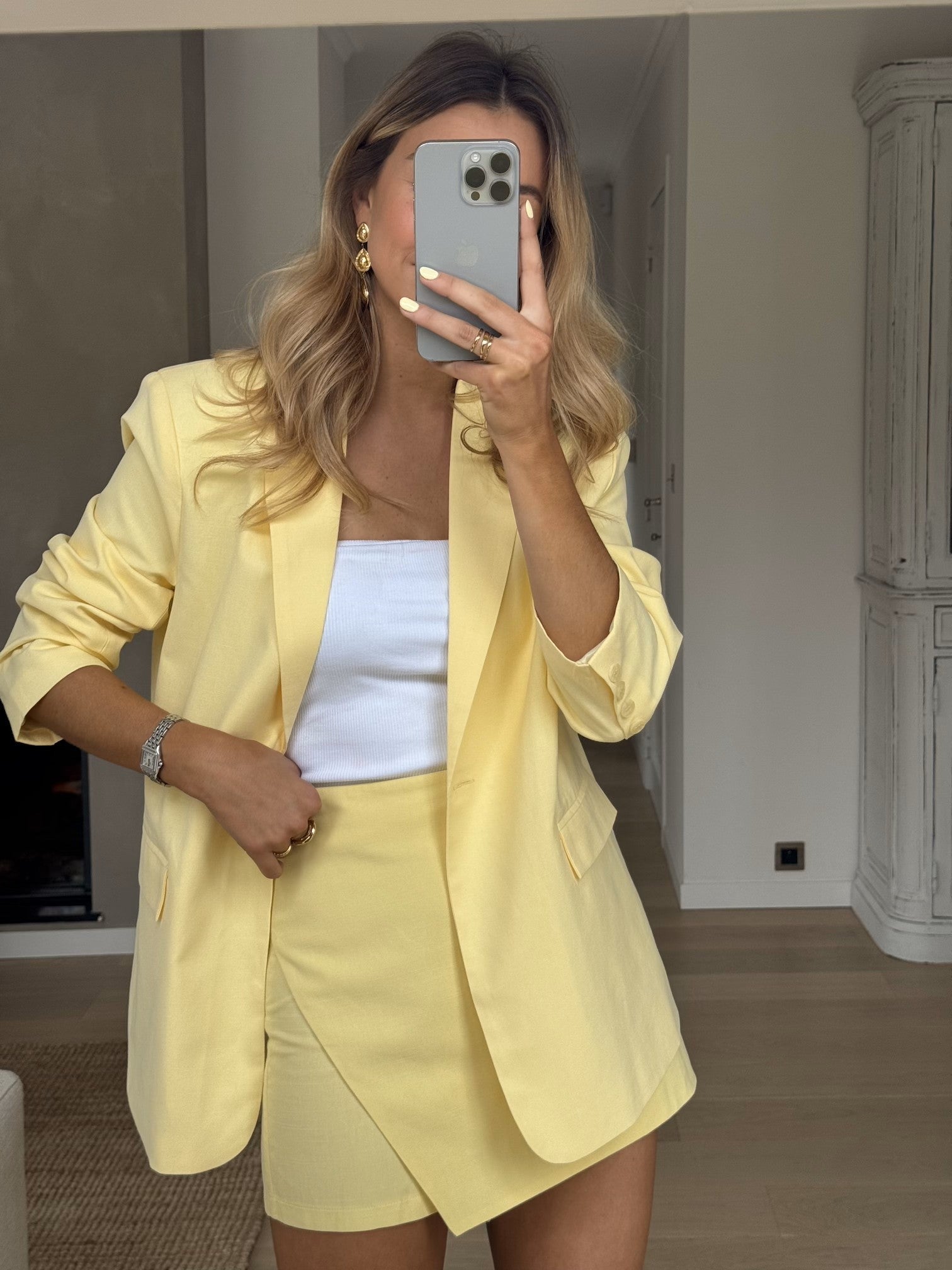 Jupe-short jaune Fabio
