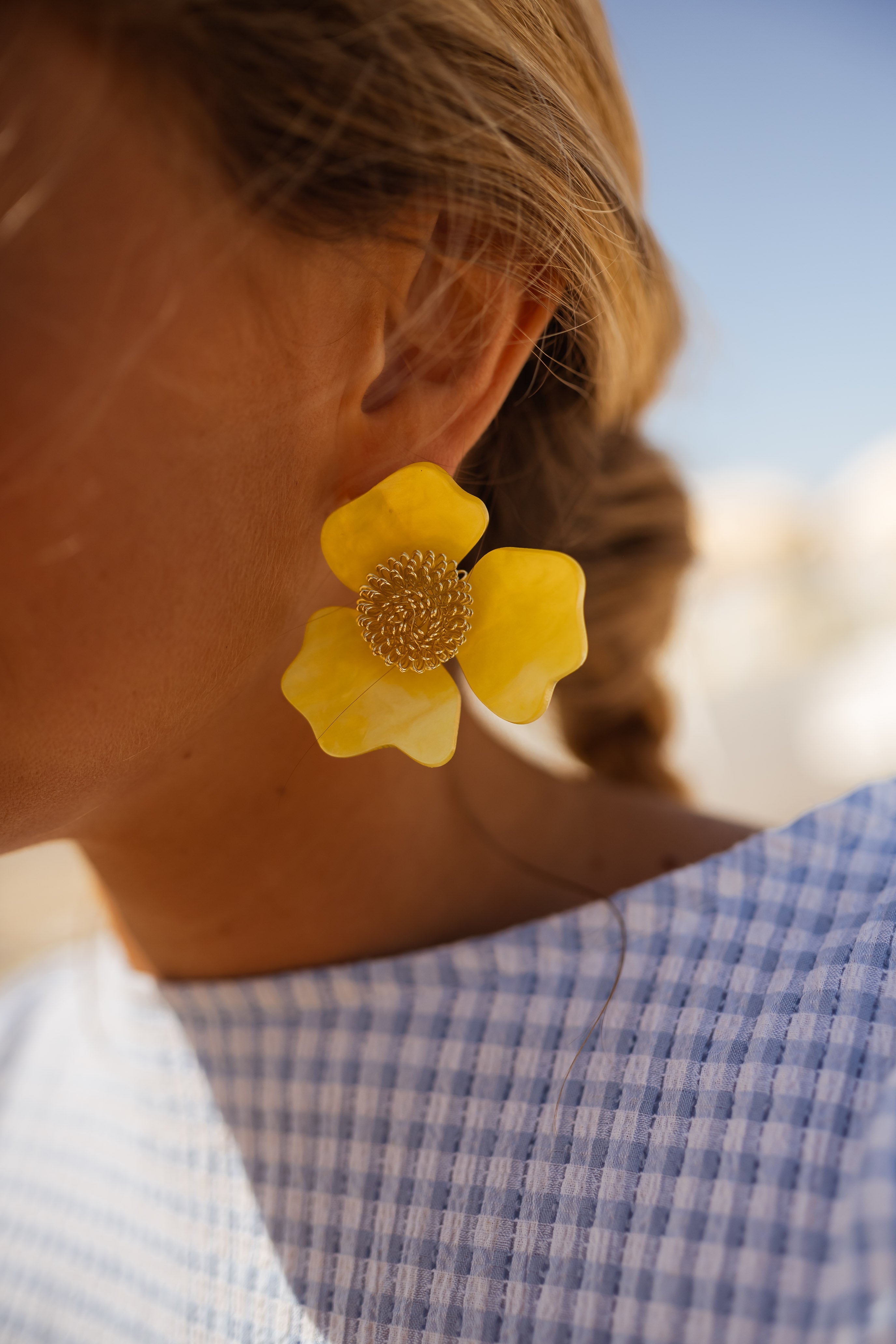 Boucles d'oreilles Blume jaune et or