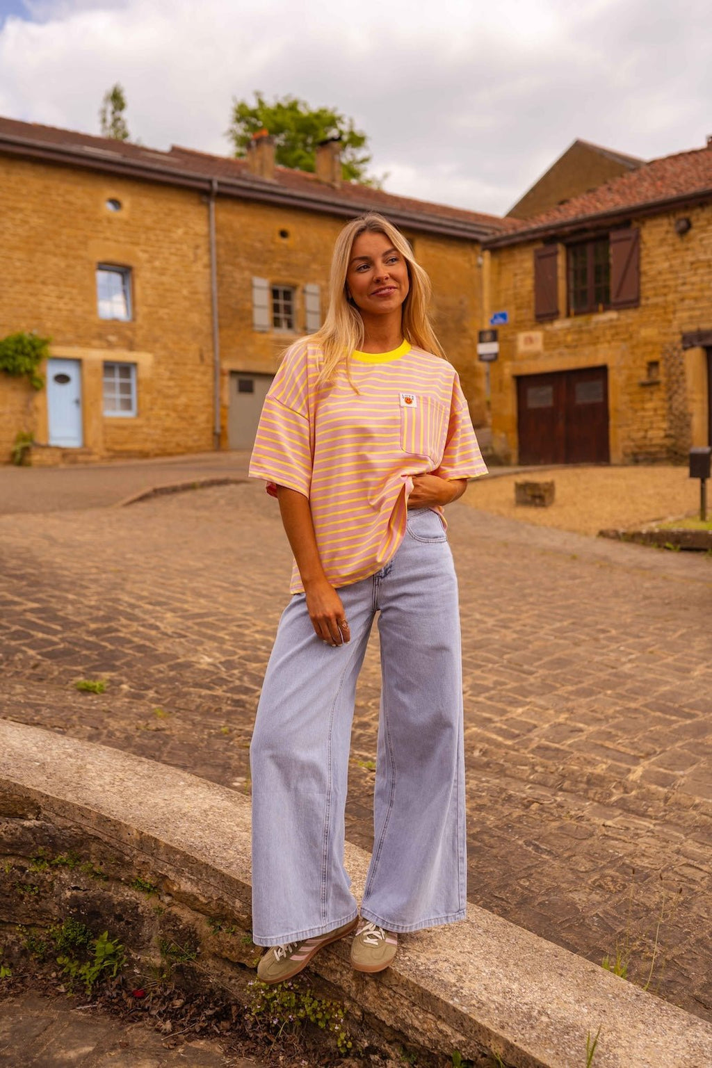 T-shirt Haly jaune et rose