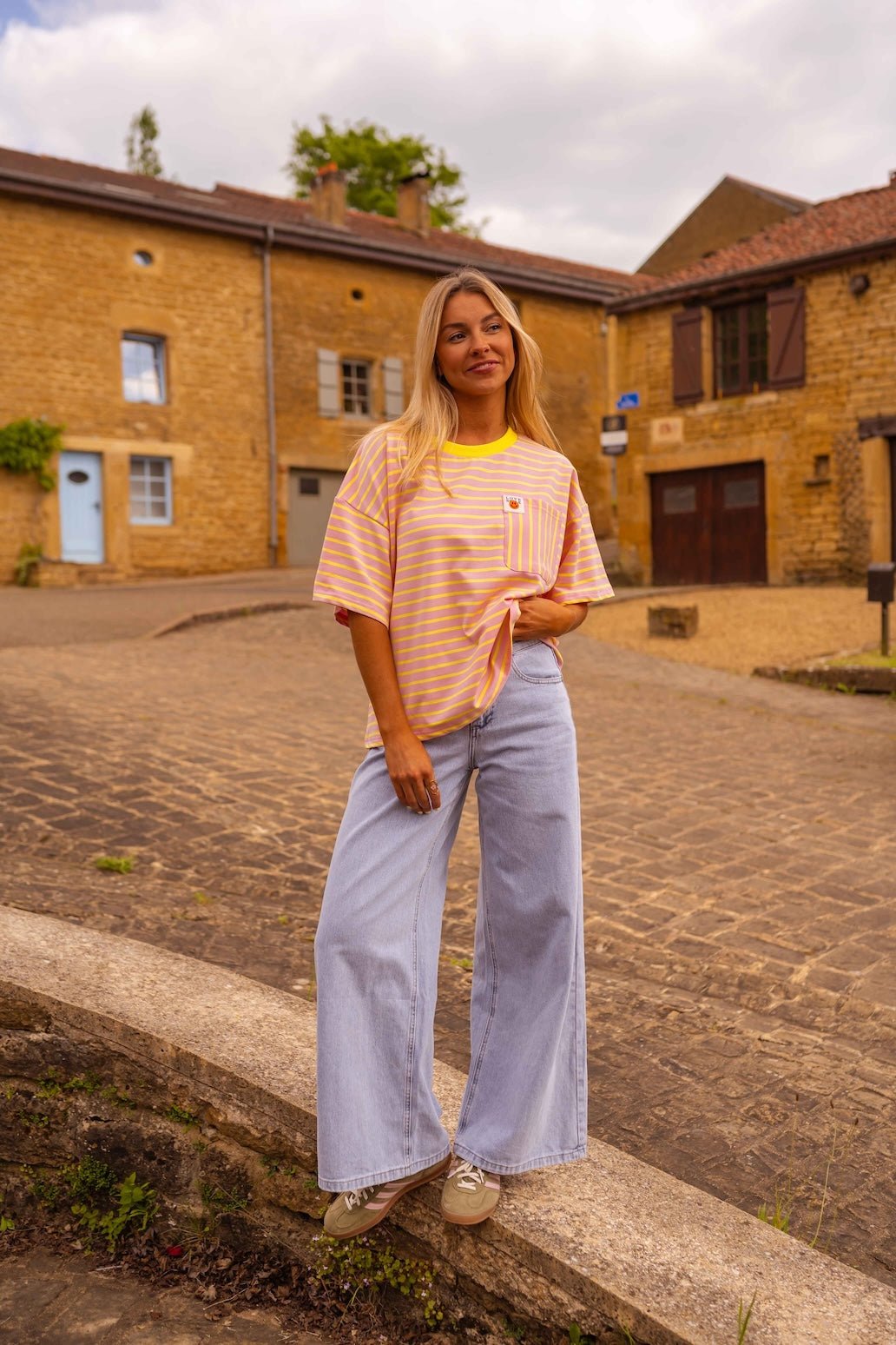 T-shirt Haly jaune et rose