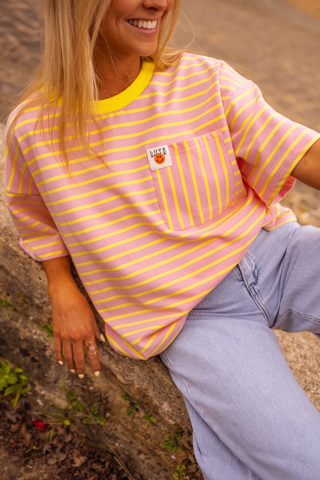 T-shirt Haly jaune et rose