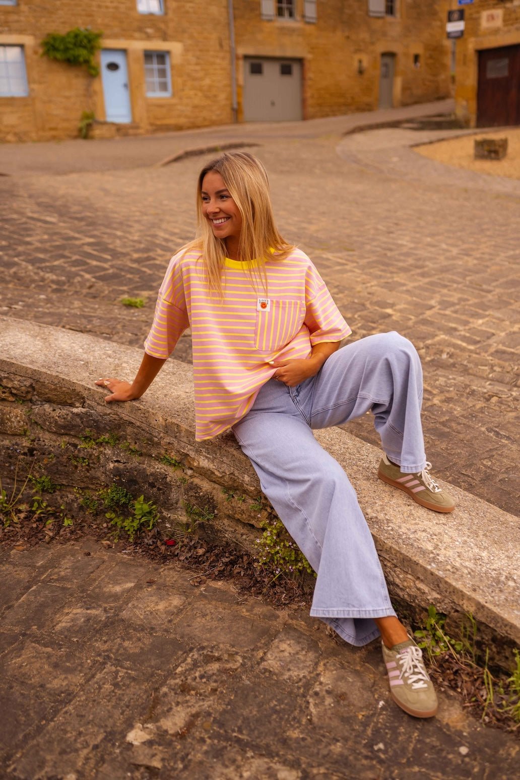 T-shirt Haly jaune et rose