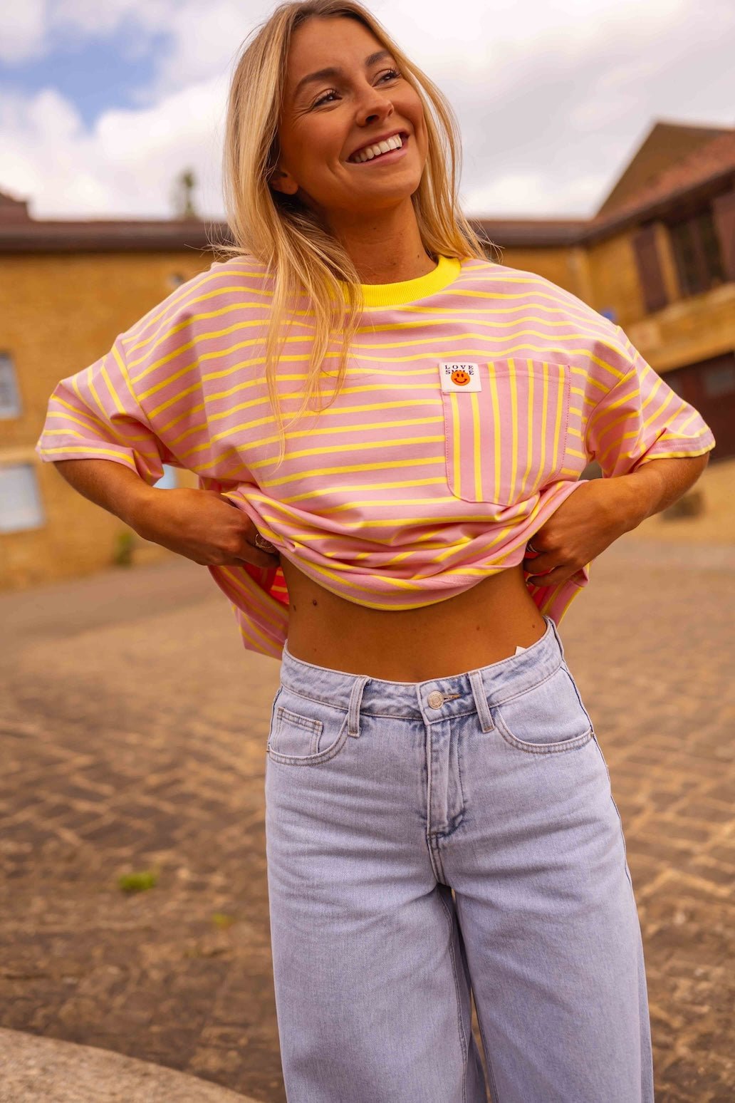 T-shirt Haly jaune et rose