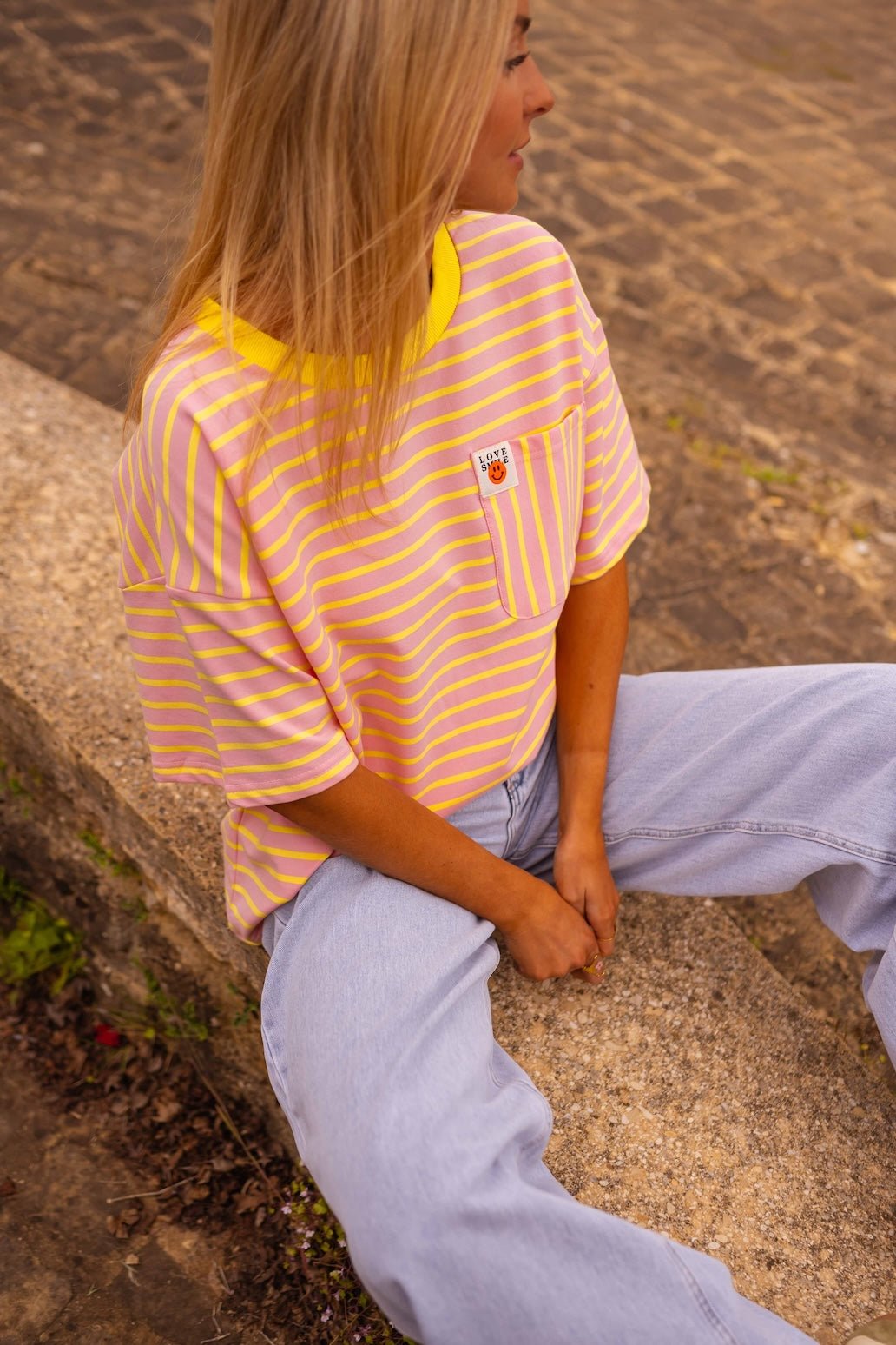 T-shirt Haly jaune et rose