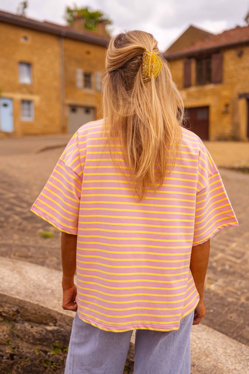 T-shirt Haly jaune et rose
