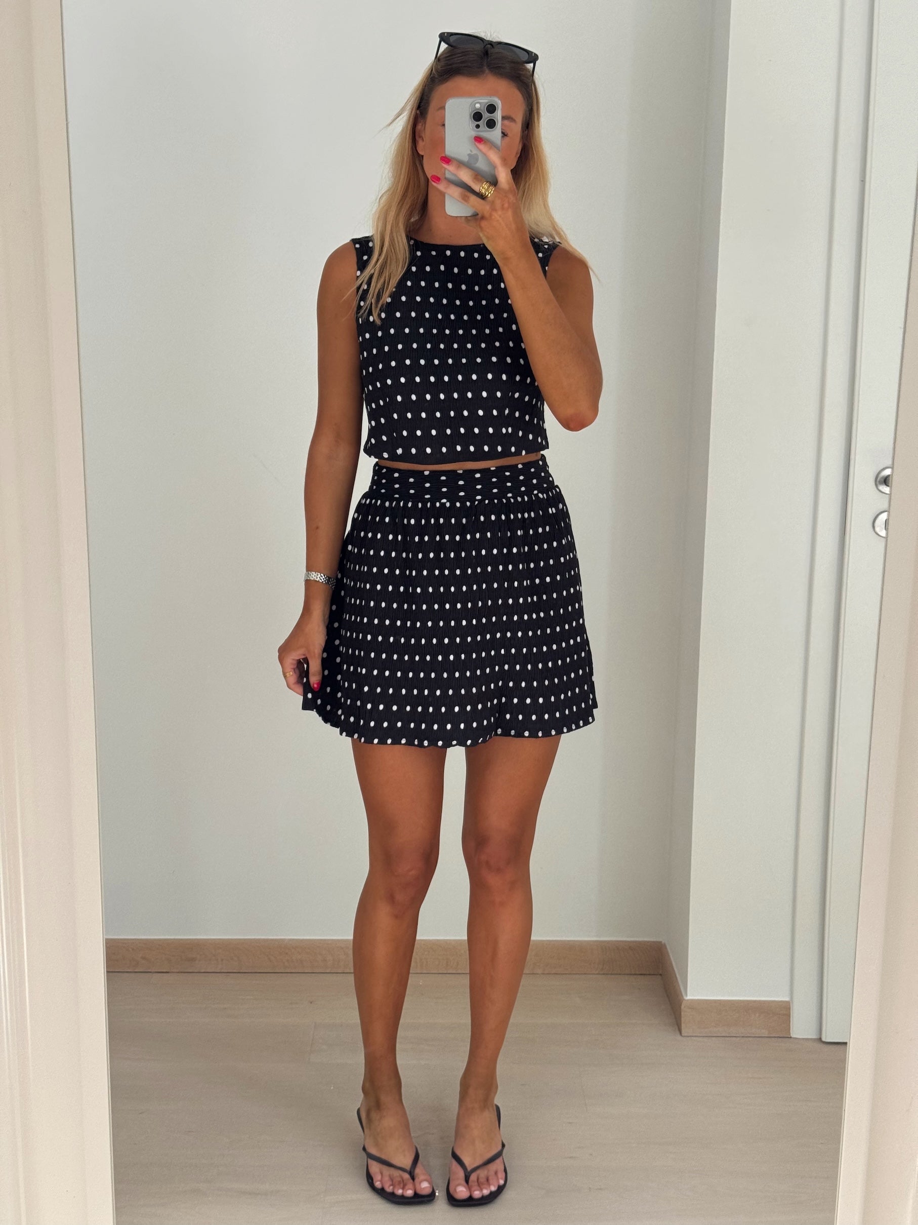 Jupe Lena à pois noirs